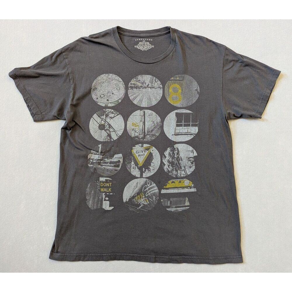 Men's Structure Transportation Theme Graphic T-Shirt Gray Size L